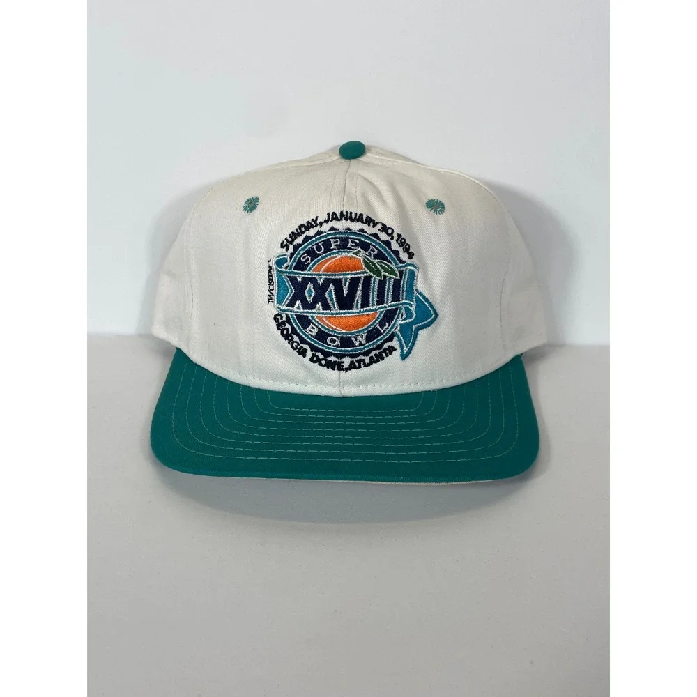 Vtg 1994 Super Bowl XXVIII Snapback Team NFL AJD Atlanta Georgia Dome White USA